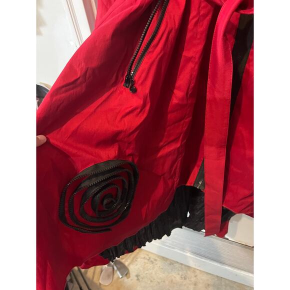 RARE Samuel Dong Red Womens Trench Coat Artsy Designer Crafty Belted Size XL - Picture 2 of 10